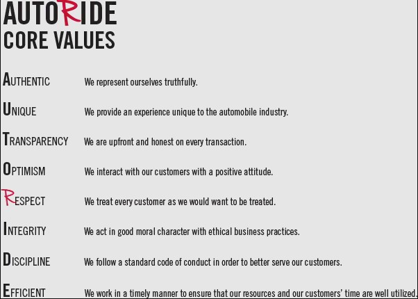 autorideofreding core values
